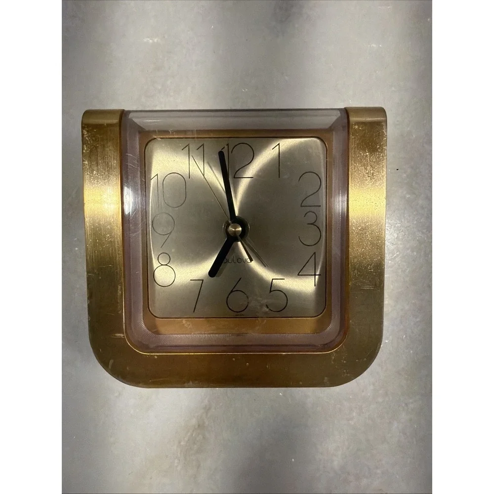 Vintage 1970's‎ Bulova Heavy Gold/brass Alarm Clock ES053